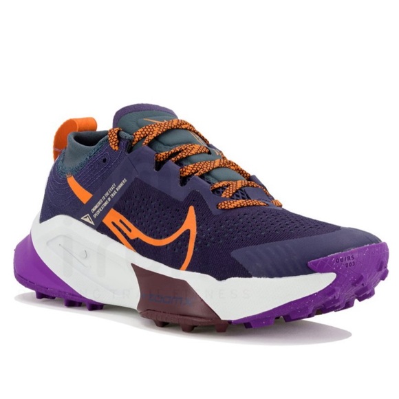 NIKE ZoomX Zegama Trail Running Sneakers In Purple Ink/Safety Orange Size 7.5 - Picture 1 of 12